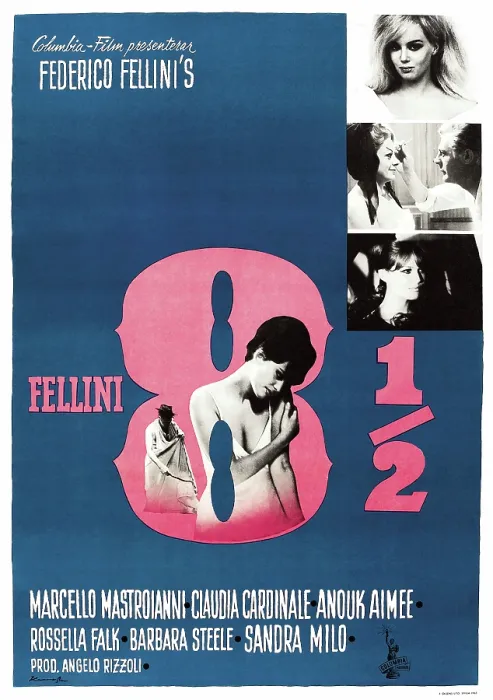 Framed Print : 8 1 / 2, (aka EIGHT AND A HALF), Swedish poster, 1963