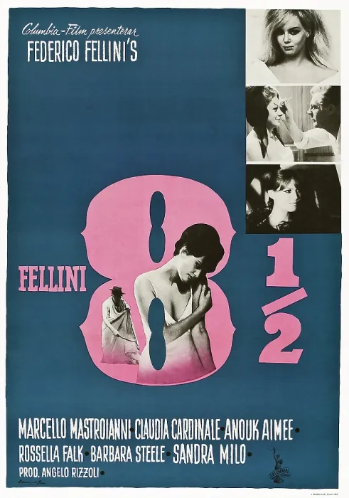 Framed Print : 8 1 / 2, Swedish poster art, 1963
