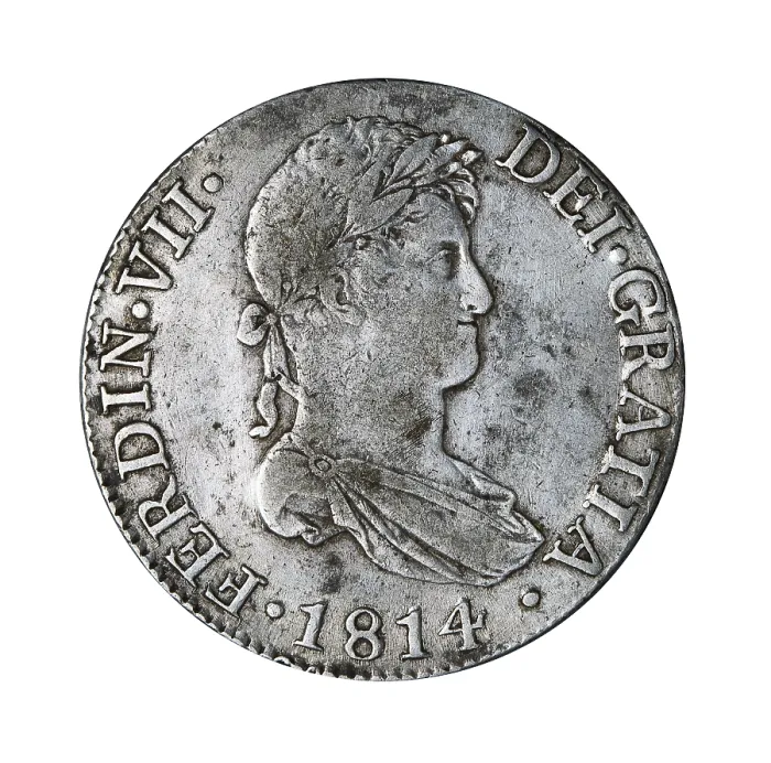 Framed Print : 8 'reales' silver coin from Ferdinand VII's reign. Coined in CAdiz in 1814. Coin. - J. Bedmar / Iberfoto / Everett Collection (269972)**US SALES ONLY**