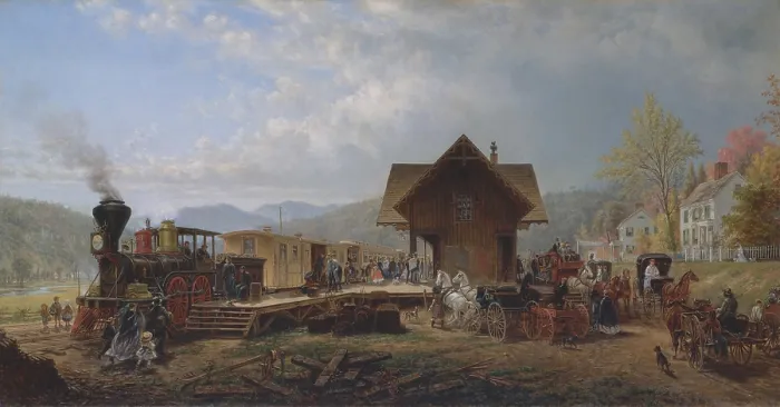 Framed Print : The 9:45 Accommodation, 1867, by Edward Lamson Henry, American painting, oil on canvas Framed Print : The 9:45 Accommodation, 1867, by Edward Lamson Henry, American painting, oil on canvas