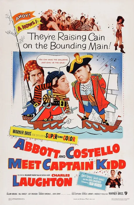 Framed Print : ABBOTT AND COSTELLO MEET CAPTAIN KIDD, US poster art, from left: Bud Abbott, Lou Costello, Charles Laughton, 1952