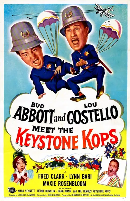 Framed Print : ABBOTT AND COSTELLO MEET THE KEYSTONE KOPS, US poster, Bud Abbott, Lou Costello, bottom from left: Lynn Bari, Fred Clark, 1955