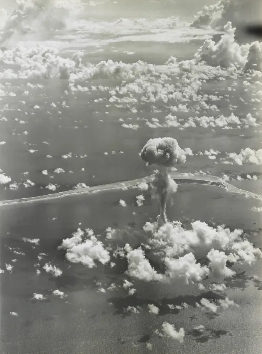 Framed Print : The ABLE test of Operation Crossroads, July 1, 1946. The bomb was dropped from a B-29 and detonated at 520 feet. It was the first nuclear explosion since the Nagasaki bomb of Aug
