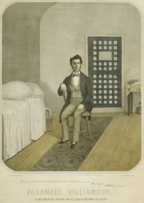 Framed Print : Abolitionist Passmore Williamson, in his Prison cell for violating the Fugitive Slave Law of 1850 Framed Print : Abolitionist Passmore Williamson, in his Prison cell for violating the Fugitive Slave Law of 1850