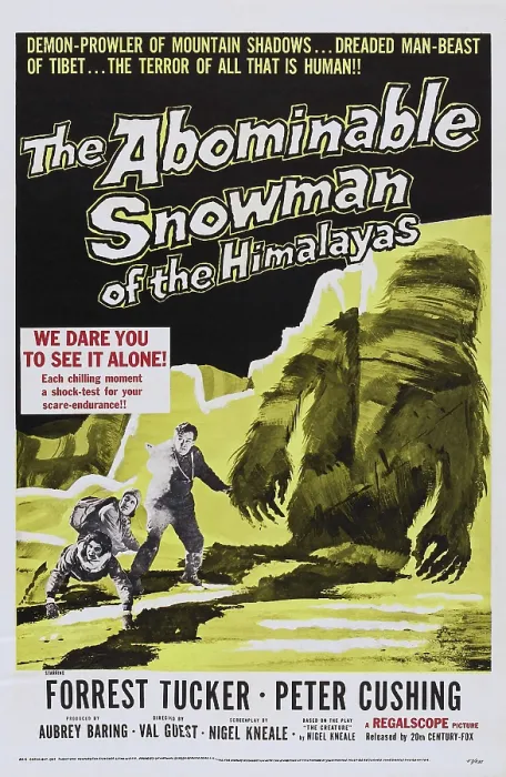 Framed Print : THE ABOMINABLE SNOWMAN, (aka THE ABOMINABLE SNOWMAN OF THE HIMALAYAS), US poster art, back, from left: Forrest Tucker, Peter Cushing, 1957