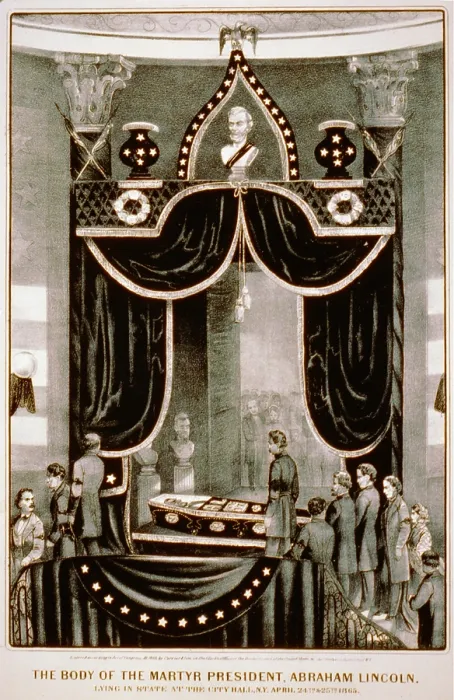 Framed Print : Abraham Lincoln's body lying in State at the city hall, N.Y. April 24-25, 1865