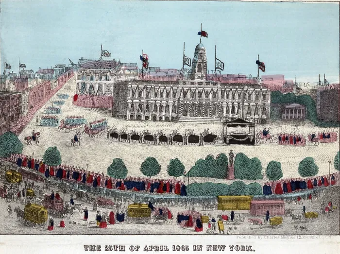Framed Print : Abraham Lincoln's funeral car and procession in front of City Hall on April 25th, 1865 Framed Print : Abraham Lincoln's funeral car and procession in front of City Hall on April 25th, 1865