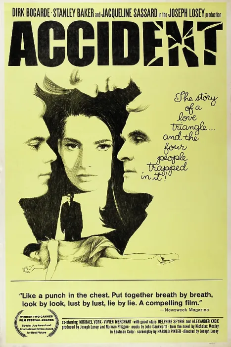 Framed Print : ACCIDENT, US poster art, from left: Dirk Bogarde, Jacqueline Sassard, Stanley Baker, 1967 Framed Print : ACCIDENT, US poster art, from left: Dirk Bogarde, Jacqueline Sassard, Stanley Baker, 1967
