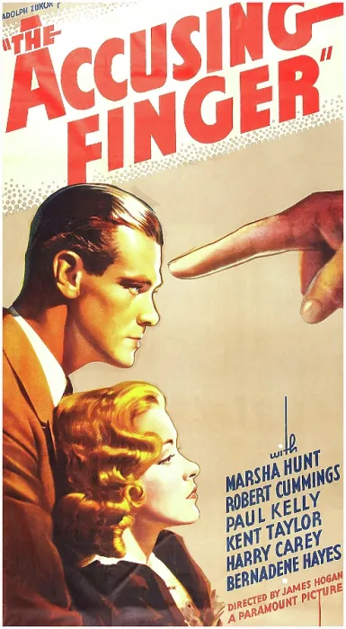 Framed Print : THE ACCUSING FINGER, from top on US poster art: Paul Kelly, Marsha Hunt, 1936