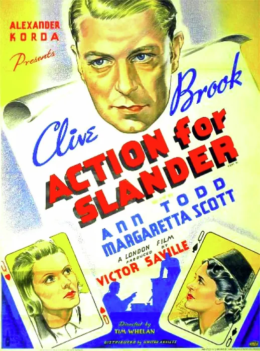 Framed Print : ACTION FOR SLANDER, US poster art, clockwise from top: Clive Brook, Margaretta Scott, Ann Todd, 1937