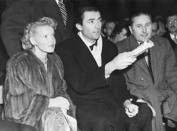 Framed Print : Actor Gregory Peck and his wife, Greta Kukkonen, at the Maxim-Mills title fight. Jan 24, 1950