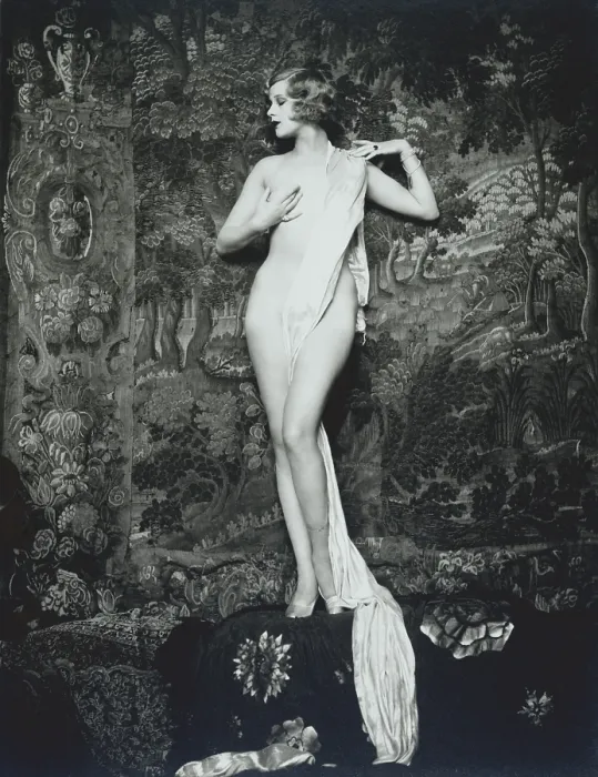 Framed Print : Actress, dancer, and Ziegfeld girl Hazel Forbes. Full length portrait of Forbes nude and draped in cloth in front of a tapestry. By Alfred Cheney Johnston, 1927-29 Framed Print : Actress, dancer, and Ziegfeld girl Hazel Forbes. Full length portrait of Forbes nude and draped in cloth in front of a tapestry. By Alfred Cheney Johnston, 1927-29
