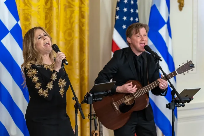 Framed Print : Actress and singer Rita Wilson performs at the White House Greek Independence Day celebration, March 29, 2023 Framed Print : Actress and singer Rita Wilson performs at the White House Greek Independence Day celebration, March 29, 2023