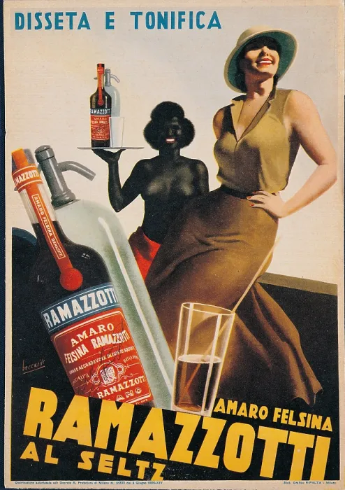Framed Print : Advertising poster for Amaro Felsina Ramazzotti, by Gino Boccasile, 1936, 20th Century, print, cm 35 x 25 - private collection