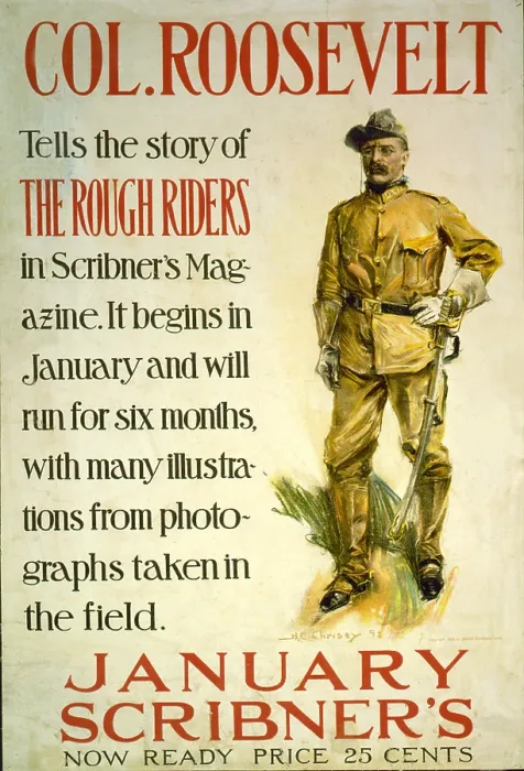Framed Print : Advertisement poster for Scribner's magazine, showing Theodore Roosevelt, full-length portrait, standing, in uniform