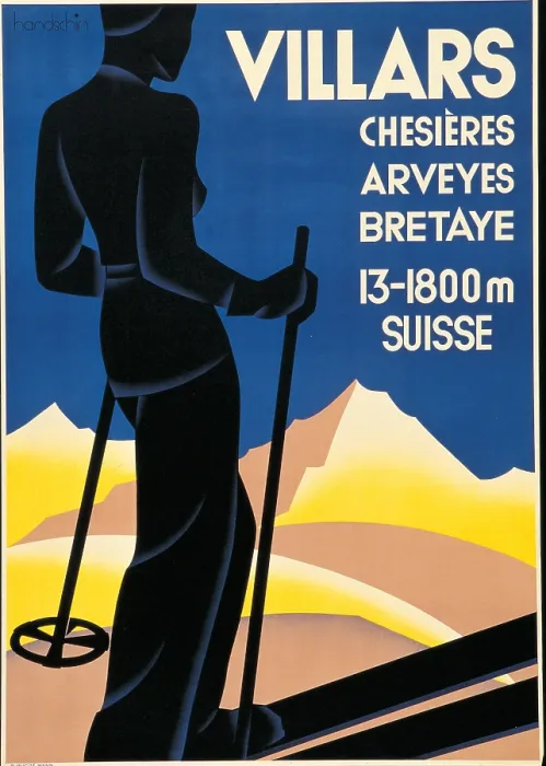 Framed Print : Advertising poster for Villars, by Johannes Handschin, 1934, 20th Century, print, - private collection