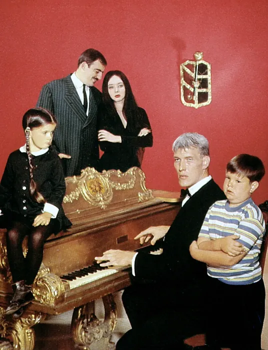 Framed Print : THE ADDAMS FAMILY, Lisa Loring, John Astin, Carolyn Jones, Ted Cassidy, Ken Weatherwax, 1964-1966