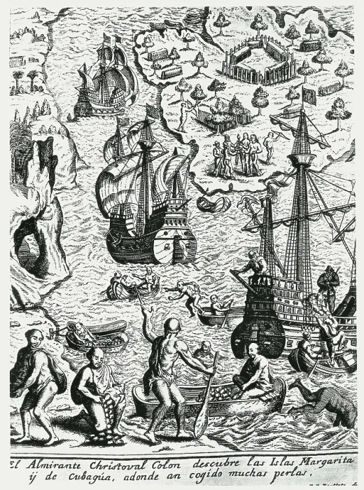 Framed Print : The admiral Christopher Columbus discovers the Margarita and Cubaga islands Framed Print : The admiral Christopher Columbus discovers the Margarita and Cubaga islands