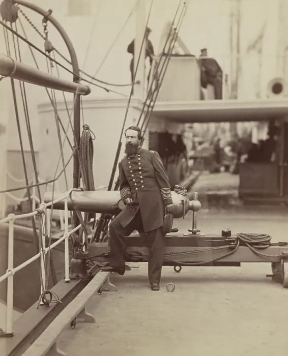 Framed Print : Admiral David D. Porter on the deck of a warship, at Hampton Roads, 1864 Framed Print : Admiral David D. Porter on the deck of a warship, at Hampton Roads, 1864
