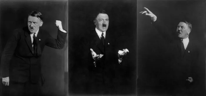 Framed Print : Adolf Hitler in dramatic oratorical poses. He rehearsed his hand gestures in photos taken by Heinrich Hoffman, ca. 1930. (BSLOC_2013_9_171) Framed Print : Adolf Hitler in dramatic oratorical poses. He rehearsed his hand gestures in photos taken by Heinrich Hoffman, ca. 1930. (BSLOC_2013_9_171)