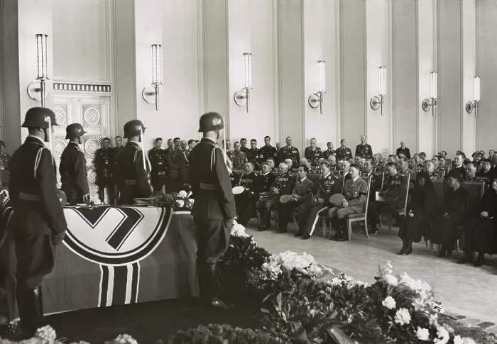 Framed Print : Adolf Hitler, Hermann Goering, and Joseph Goebbels, at a Nazi funeral, May 27, 1937. Hauptmann (captain) Mantius, was the First Air Force aide-de-camp of Hitler Framed Print : Adolf Hitler, Hermann Goering, and Joseph Goebbels, at a Nazi funeral, May 27, 1937. Hauptmann (captain) Mantius, was the First Air Force aide-de-camp of Hitler