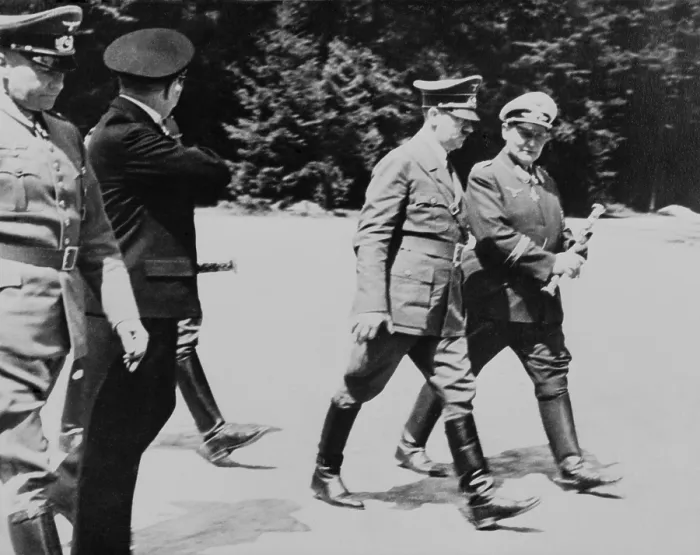 Framed Print : Adolf Hitler and Hermann Goering walking together at the surrender of France, in Compiegne. World War 2. June 22, 1940 (BSLOC_2014_7_72)