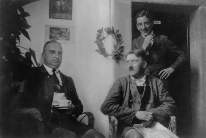 Framed Print : Adolf Hitler with visitors while serving his sentence for in Landsberg Prison Framed Print : Adolf Hitler with visitors while serving his sentence for in Landsberg Prison