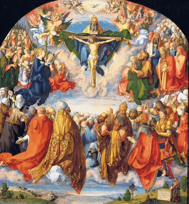 Framed Print : The Adoration of the Holy Trinity (The Landauer Altarpiece), by Albrecht Drer, 1511, 16th Century, oil on poplar panel, cm 135 x 123, 4 - Austria, Wien, Kunsthistorisches Museum Framed Print : The Adoration of the Holy Trinity (The Landauer Altarpiece), by Albrecht Drer, 1511, 16th Century, oil on poplar panel, cm 135 x 123, 4 - Austria, Wien, Kunsthistorisches Museum