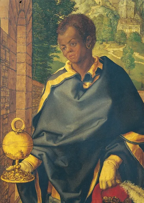 Framed Print : Adoration of the Magi, by Albrecht Drer, 1504, 16th Century, oil on fir panel, cm 100 x 114 - Italy, Tuscany, Florence, Uffizi Gallery. Detail