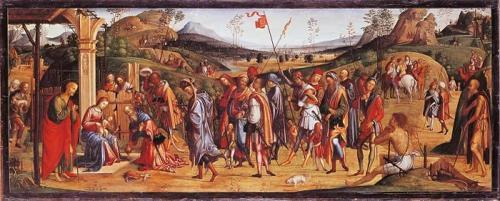 Framed Print : Adoration of the Magi, by Lorenzo il Vecchio Costa, 1499, 15th Century, oil on panel, cm 75 x 181, 3 - Italy, Lombardy, Milan, Brera art gallery. All Framed Print : Adoration of the Magi, by Lorenzo il Vecchio Costa, 1499, 15th Century, oil on panel, cm 75 x 181, 3 - Italy, Lombardy, Milan, Brera art gallery. All