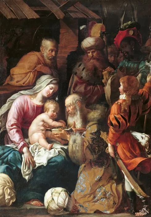 Framed Print : Adoration of the Magi, by Luigi Miradori know as il Genovesino, 1640 about, 17th Century, - Italy, Emilia Romagna, Parma, National Gallery. All Framed Print : Adoration of the Magi, by Luigi Miradori know as il Genovesino, 1640 about, 17th Century, - Italy, Emilia Romagna, Parma, National Gallery. All