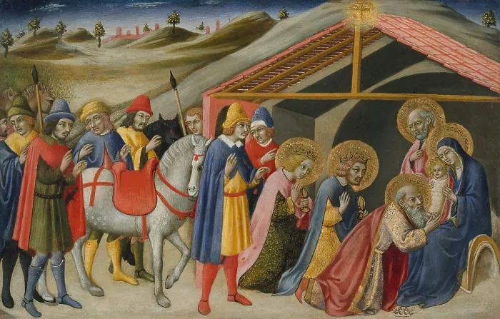 Framed Print : ADORATION OF THE MAGI, by Sano di Pietro, 1470, Italian Renaissance painting, tempera, gold on wood