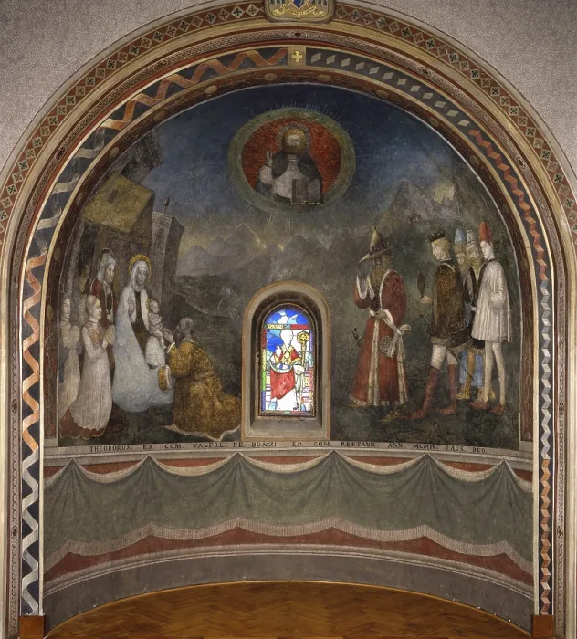 Framed Print : Adoration of the Magi, by Unknown Artist, 15th Century, fresco - Italy, Lombardy, Como, Bishop Palace. Whole artwork view Framed Print : Adoration of the Magi, by Unknown Artist, 15th Century, fresco - Italy, Lombardy, Como, Bishop Palace. Whole artwork view