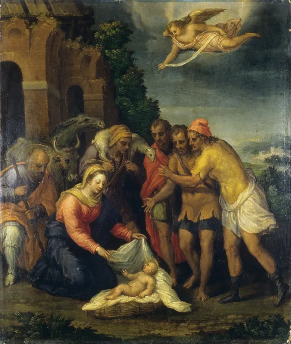 Framed Print : Adoration of the Shepherds (Adorazione dei pastori), by Sebastiano Filippi also known as Bastianino, 1565, 16th Century, oil on board - Italy, Emilia Romagna, Ferrara Framed Print : Adoration of the Shepherds (Adorazione dei pastori), by Sebastiano Filippi also known as Bastianino, 1565, 16th Century, oil on board - Italy, Emilia Romagna, Ferrara