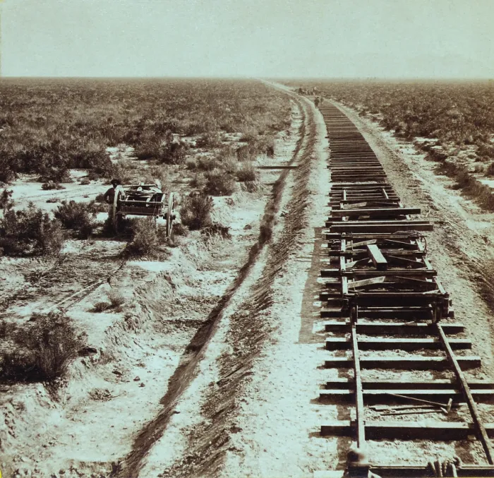Framed Print : ADVANCE OF CIVILIZATION. Railroad tracks under construction near Iron Point in the vicinity of the Humboldt River Nevada. Photo by Alfred A. Hart between 1865-1869 Framed Print : ADVANCE OF CIVILIZATION. Railroad tracks under construction near Iron Point in the vicinity of the Humboldt River Nevada. Photo by Alfred A. Hart between 1865-1869