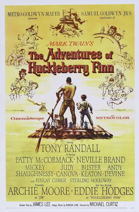 Framed Print : THE ADVENTURES OF HUCKLEBERRY FINN, US poster, center from left: Archie Moore, Eddie Hodges, 1960