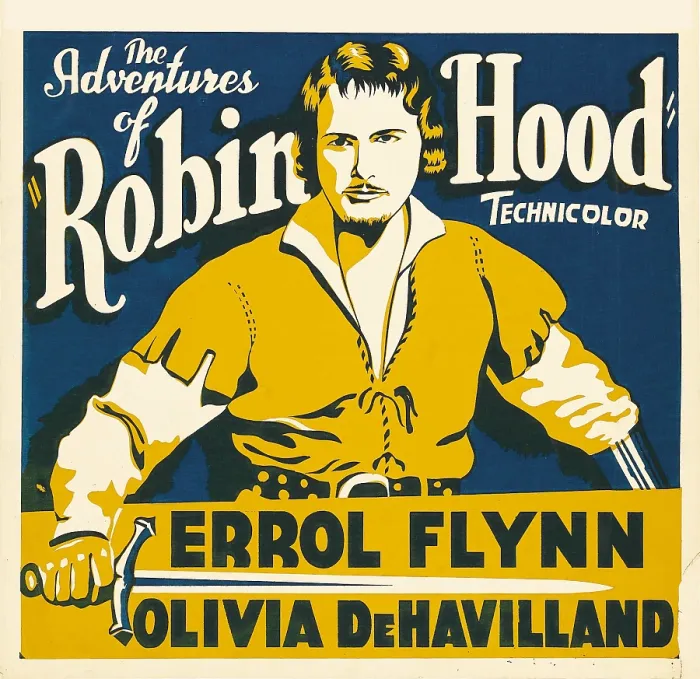 Framed Print : THE ADVENTURES OF ROBIN HOOD, Errol Flynn on jumbo window card, 1938
