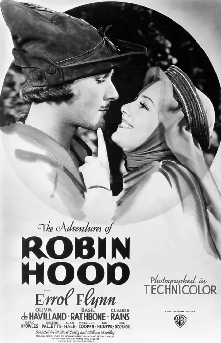 Framed Print : THE ADVENTURES OF ROBIN HOOD, from left, Errol Flynn, Olivia De Havilland, 1938