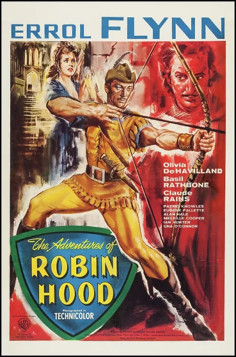 Framed Print : THE ADVENTURES OF ROBIN HOOD, from left: Olivia de Havilland, Errol Flynn, Basil Rathbone, 1938