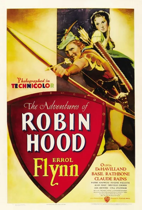 Framed Print : THE ADVENTURES OF ROBIN HOOD, poster, from left: Errol Flynn, Olivia De Havilland, 1938