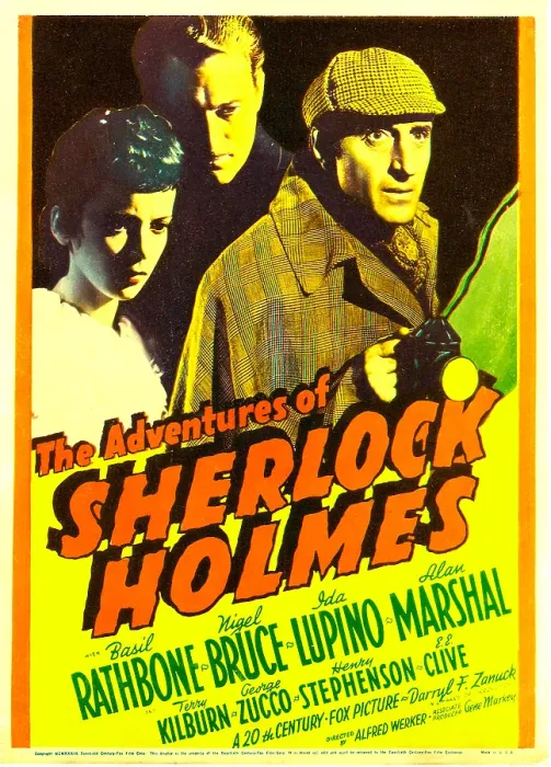 Framed Print : THE ADVENTURES OF SHERLOCK HOLMES, Ida Lupino, Alan Marshal, Basil Rathbone, 1939, TM and copyright 20th Century Fox Film Corp. All rights reserved  /  Courtesy: Everett Collection