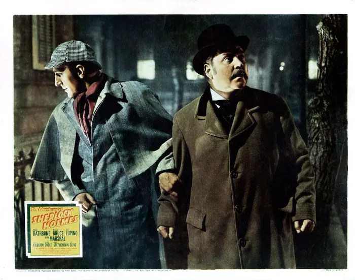 Framed Print : THE ADVENTURES OF SHERLOCK HOLMES, from left, Basil Rathbone, Nigel Bruce, 1939, TM and copyright 20th Century Fox Film Corp. All rights reserved / Courtesy Everett Collection Framed Print : THE ADVENTURES OF SHERLOCK HOLMES, from left, Basil Rathbone, Nigel Bruce, 1939, TM and copyright 20th Century Fox Film Corp. All rights reserved / Courtesy Everett Collection