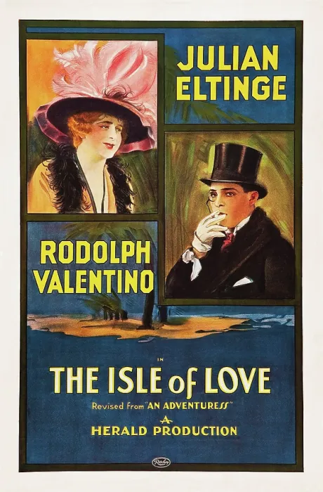 Framed Print : THE ADVENTURESS, (aka ISLE OF LOVE), bottom: Rudolph Valentino on poster art, 1920 Framed Print : THE ADVENTURESS, (aka ISLE OF LOVE), bottom: Rudolph Valentino on poster art, 1920