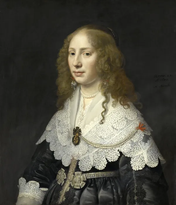 Framed Print : Aegje Hasselaer, Wife of Henrick Hooft, by Michiel Jansz van Mierevelt, 1640, Dutch oil painting