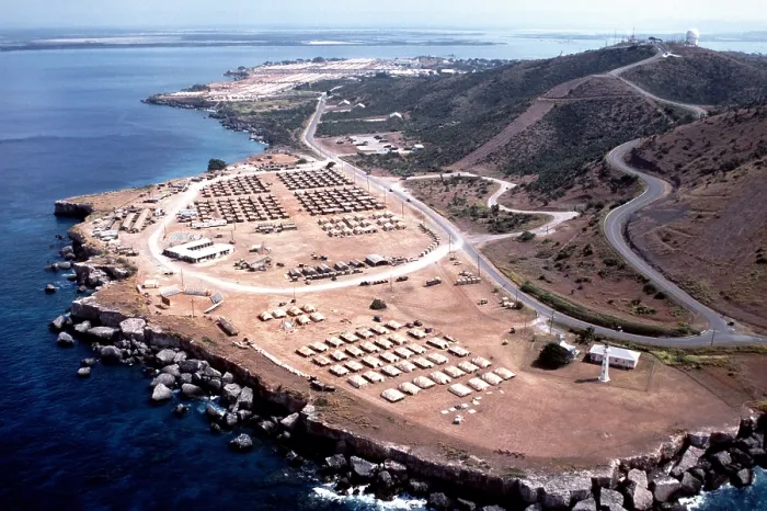 Framed Print : Aerial view of the U.S. Naval Station Guantanamo Bay Cuba. Jul. 1 1994. Photo by:Everett Collection(BSLOC_2011_6_172) Framed Print : Aerial view of the U.S. Naval Station Guantanamo Bay Cuba. Jul. 1 1994. Photo by:Everett Collection(BSLOC_2011_6_172)