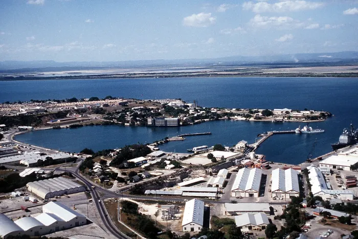 Framed Print : Aerial view of the U.S. Naval Station Guantanamo Bay's windward side looking southwest. Cuba. Jan. 10 1995. Photo by:Everett Collection(BSLOC_2011_6_171) Framed Print : Aerial view of the U.S. Naval Station Guantanamo Bay's windward side looking southwest. Cuba. Jan. 10 1995. Photo by:Everett Collection(BSLOC_2011_6_171)