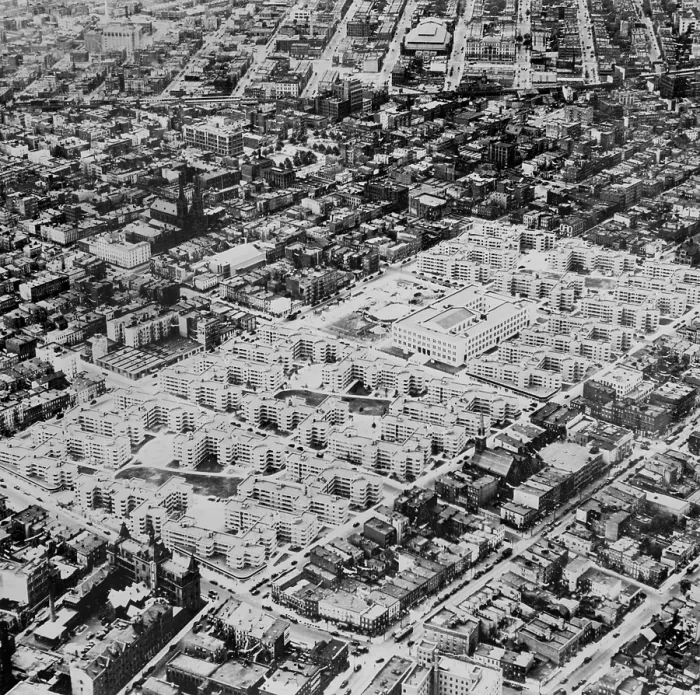 Framed Print : Aerial view of the Williamsburg Houses, low-rent housing in Brooklyn, NYC, 1939 Framed Print : Aerial view of the Williamsburg Houses, low-rent housing in Brooklyn, NYC, 1939