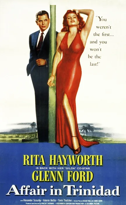 Framed Print : AFFAIR IN TRINIDAD, Poster Art, Glenn Ford, Rita Hayworth, 1952