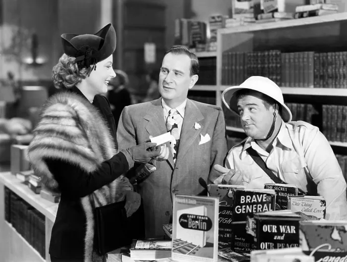 Framed Print : AFRICA SCREAMS, from left: Hilary Brooke, Bud Abbott, Lou Costello, 1949