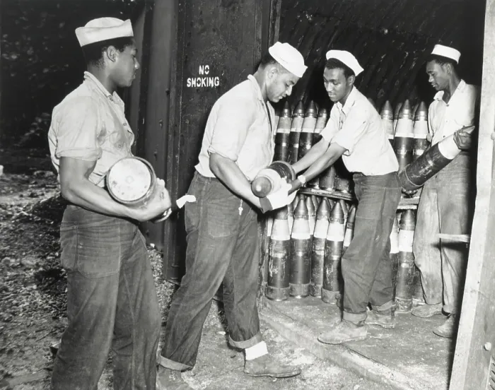 Framed Print : African American ammunition handlers in the U.S. Navy during World War 2